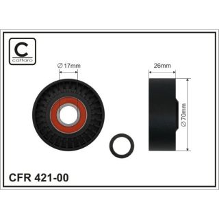 įtempiklio skriemulys, V formos rumbuotas diržas CAFFARO 421-00
