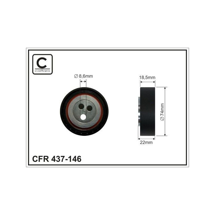 įtempiklio skriemulys, V formos rumbuotas diržas CAFFARO 437-146