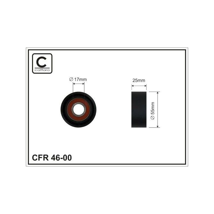 įtempiklio skriemulys, V formos rumbuotas diržas CAFFARO 46-00
