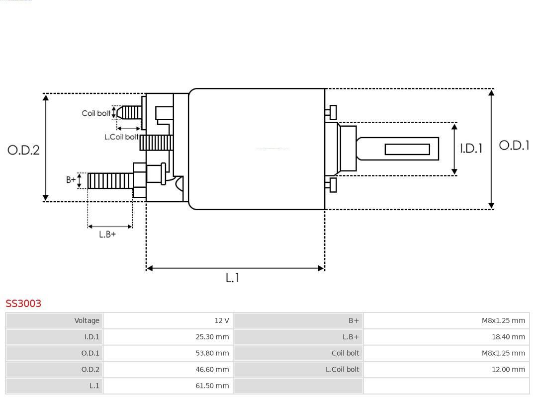 Solenoidinis jungiklis, starteris AS-PL SS3003