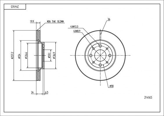 Stabdžių diskas HART 214 165