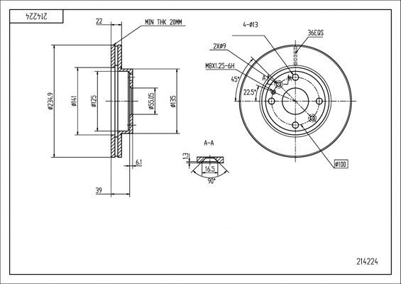 Stabdžių diskas HART 214 224