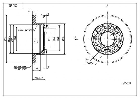 Stabdžių diskas HART 215 610