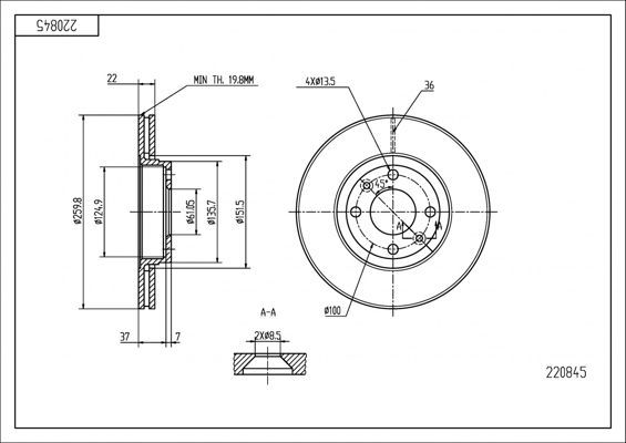 Stabdžių diskas HART 220 845