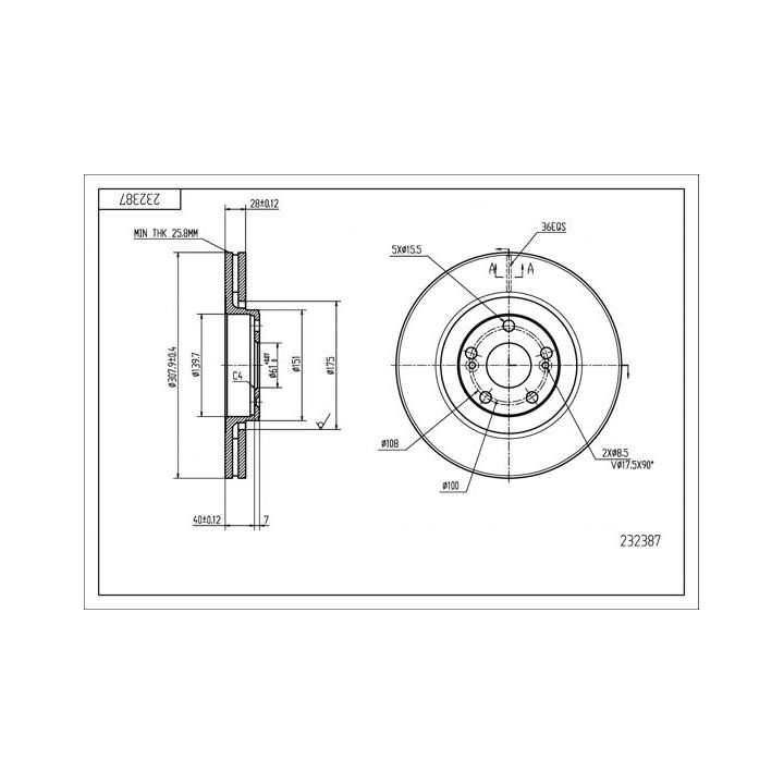 Stabdžių diskas HART 232 387