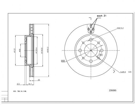 Stabdžių diskas HART 239 385