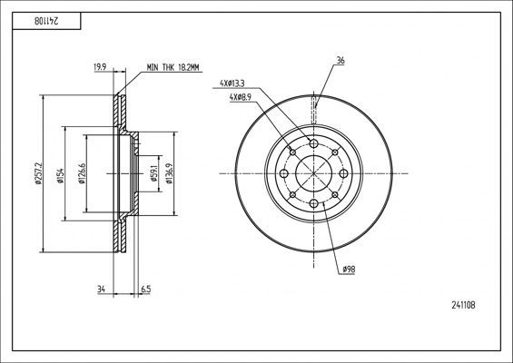 Stabdžių diskas HART 241 108