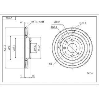 Stabdžių diskas HART 241 136