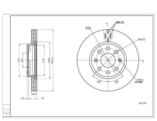 Stabdžių diskas HART 241 178