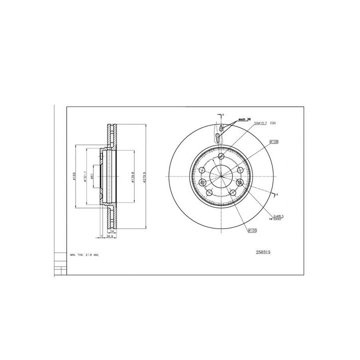 Stabdžių diskas HART 250 315