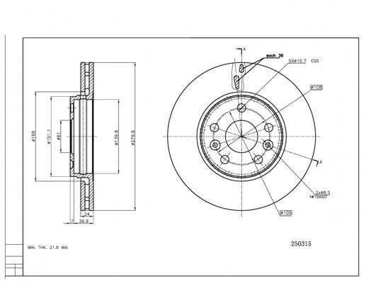 Stabdžių diskas HART 250 315