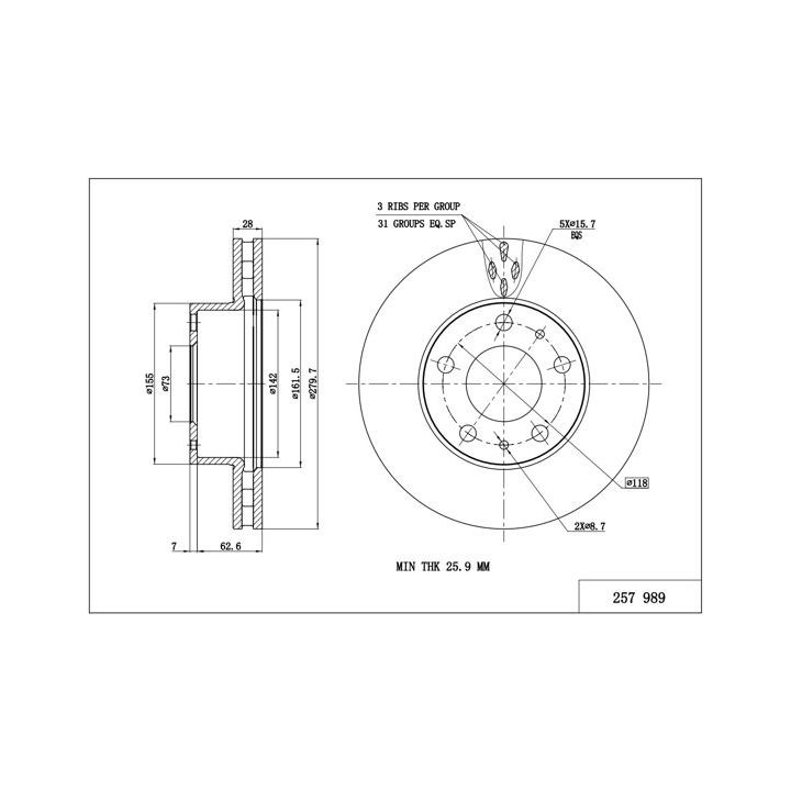 Stabdžių diskas HART 257 989