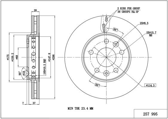 Stabdžių diskas HART 257 995