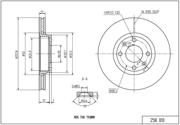 Stabdžių diskas HART 258 010