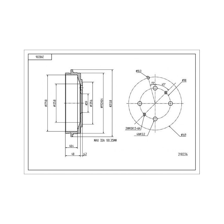 Stabdžių būgnas HART 218 226