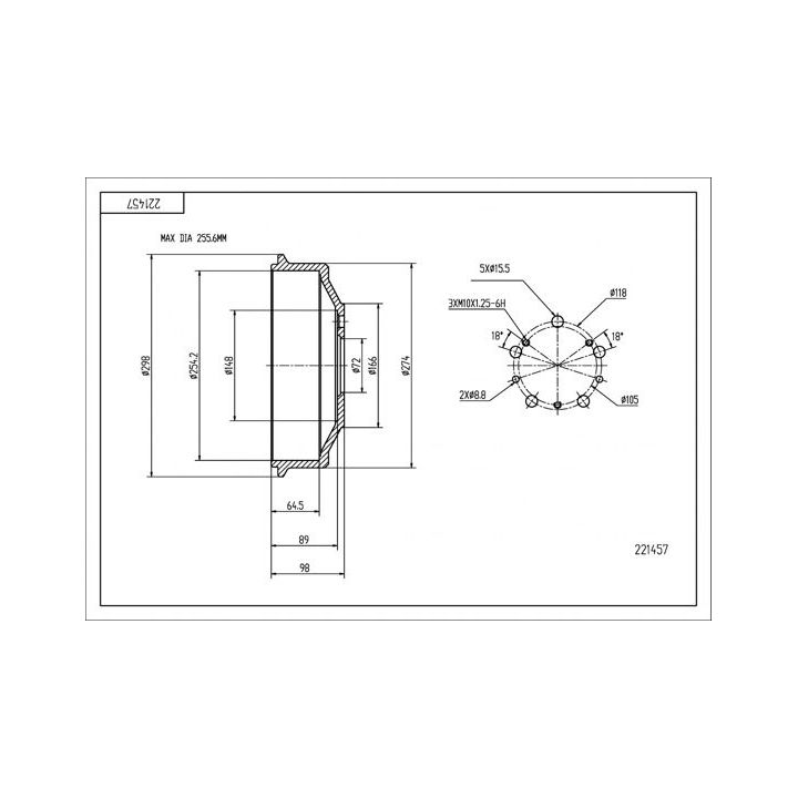 Stabdžių būgnas HART 221 457