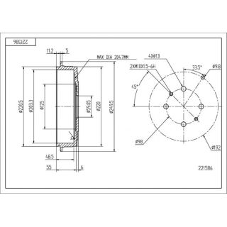 Stabdžių būgnas HART 221 586
