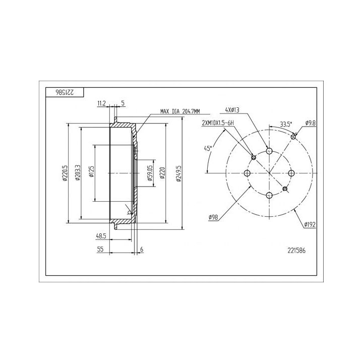 Stabdžių būgnas HART 221 586