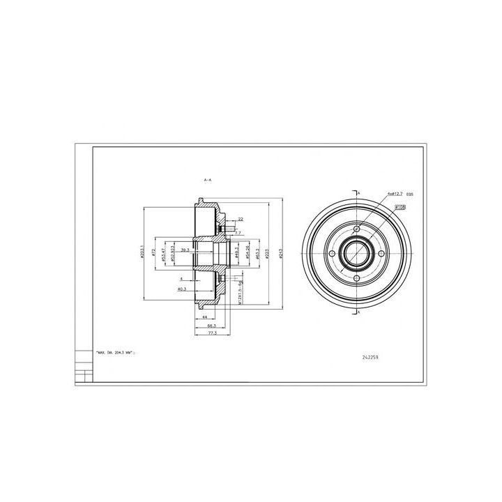 Stabdžių būgnas HART 242 259