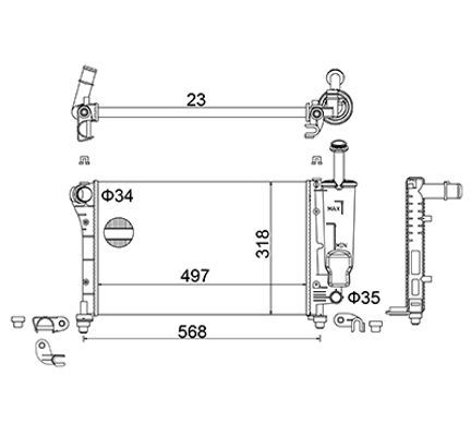 Radiatorius, variklio aušinimas HART 620 725