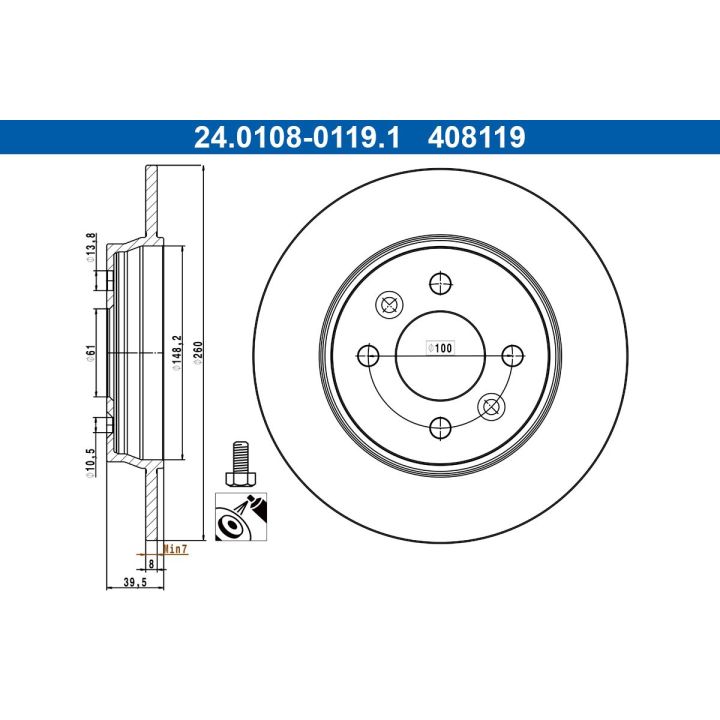Stabdžių diskas ATE 24.0108-0119.1