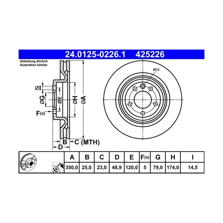 Stabdžių diskas ATE 24.0125-0226.1