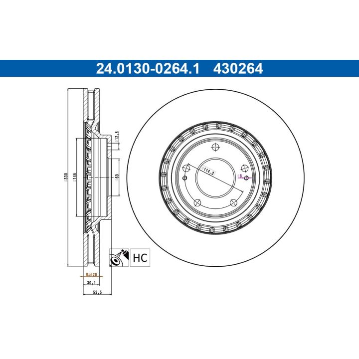 Stabdžių diskas ATE 24.0130-0264.1