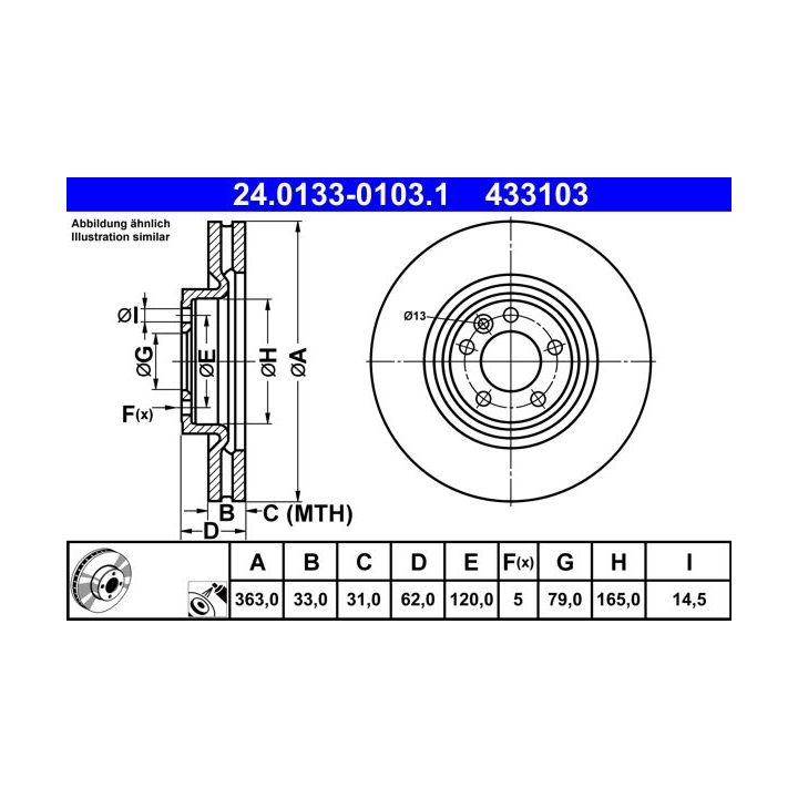 Stabdžių diskas ATE 24.0133-0103.1