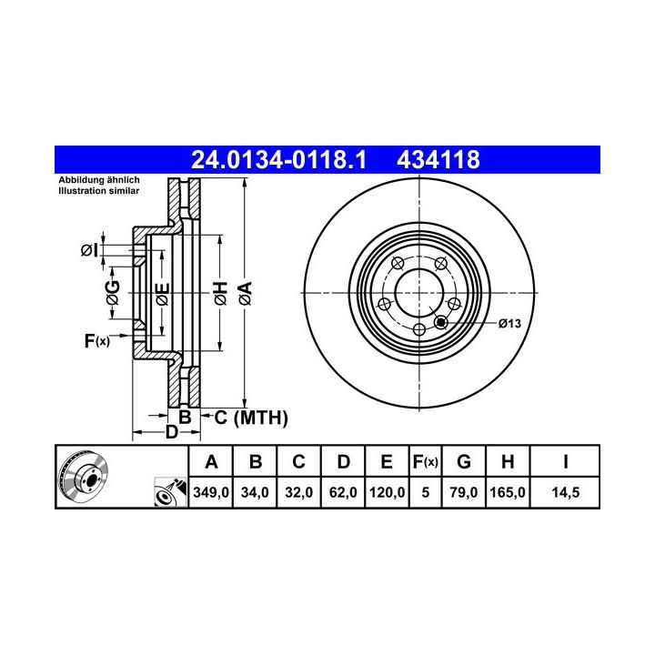 Stabdžių diskas ATE 24.0134-0118.1