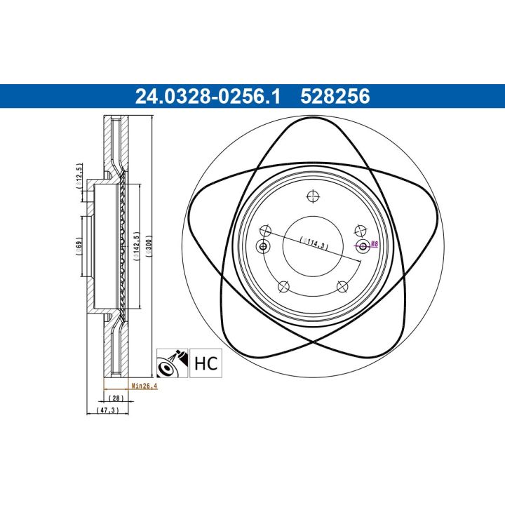 Stabdžių diskas ATE 24.0328-0256.1