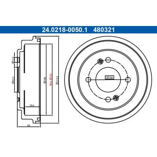 Stabdžių būgnas ATE 24.0218-0050.1