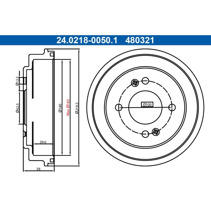 Stabdžių būgnas ATE 24.0218-0050.1