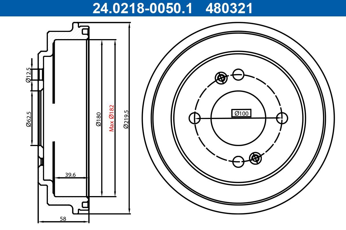 Stabdžių būgnas ATE 24.0218-0050.1
