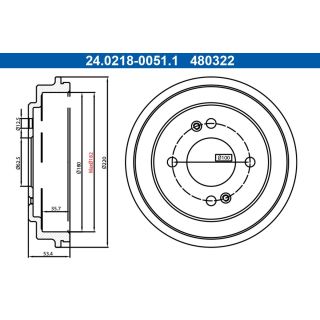 Stabdžių būgnas ATE 24.0218-0051.1