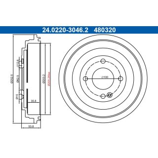 Stabdžių būgnas ATE 24.0220-3046.1