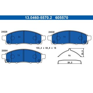 Stabdžių trinkelių rinkinys, diskinis stabdys ATE 13.0460-5570.2