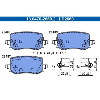 Stabdžių trinkelių rinkinys, diskinis stabdys ATE 13.0470-2669.2
