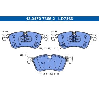 Stabdžių trinkelių rinkinys, diskinis stabdys ATE 13.0470-7366.2
