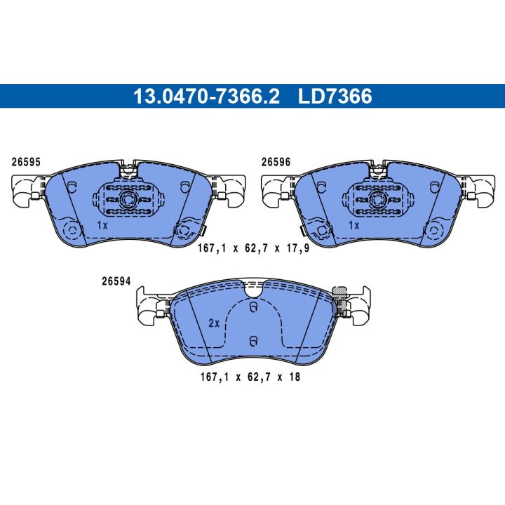 Stabdžių trinkelių rinkinys, diskinis stabdys ATE 13.0470-7366.2