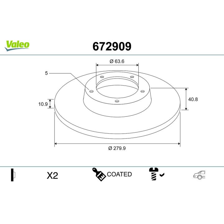 Stabdžių diskas VALEO 672909