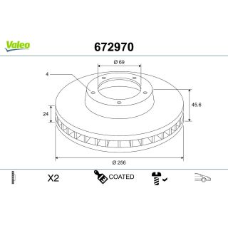 Stabdžių diskas VALEO 672970