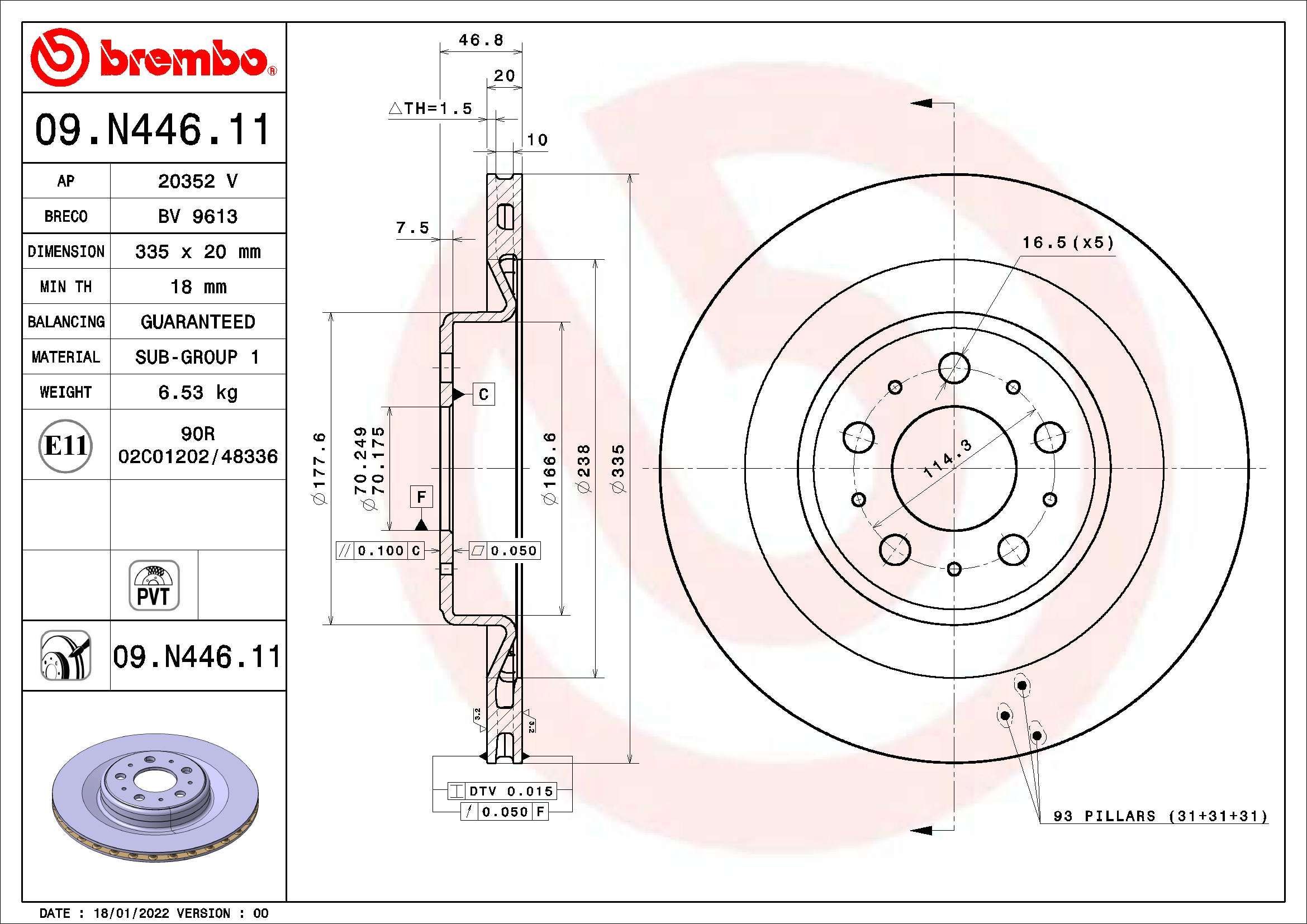 Stabdžių diskas BREMBO 09.N446.11