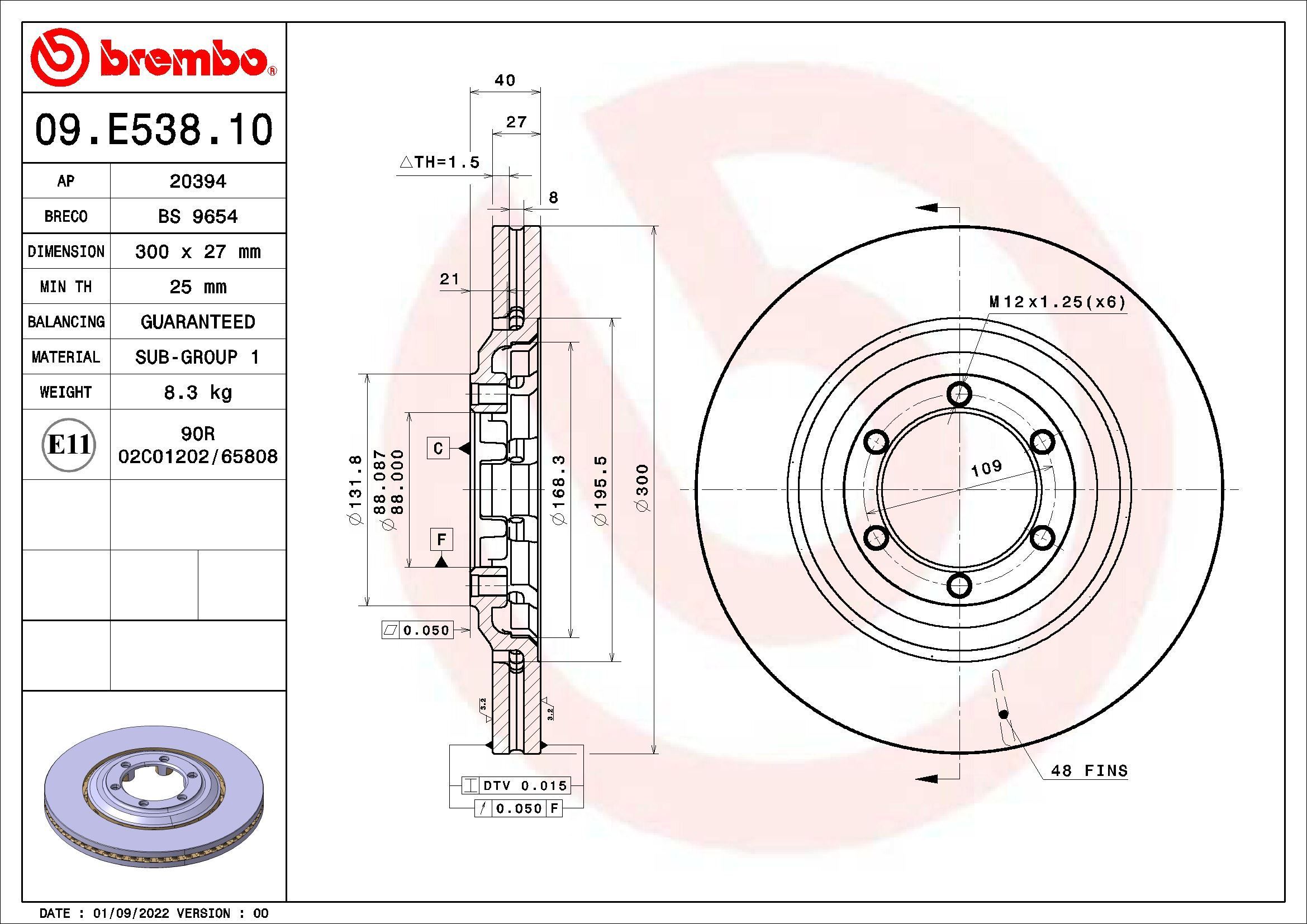 Stabdžių diskas BREMBO 09.E538.10