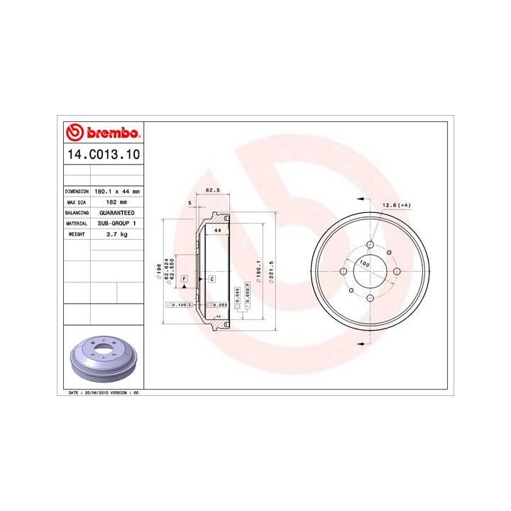 Stabdžių būgnas BREMBO 14.C013.10