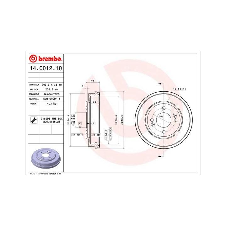 Stabdžių būgnas BREMBO 14.C012.10