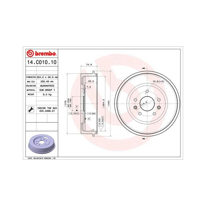 Stabdžių būgnas BREMBO 14.C010.10