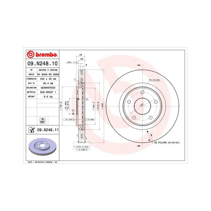 Stabdžių diskas BREMBO 09.N248.11