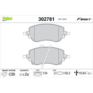 Stabdžių trinkelių rinkinys, diskinis stabdys VALEO 302781