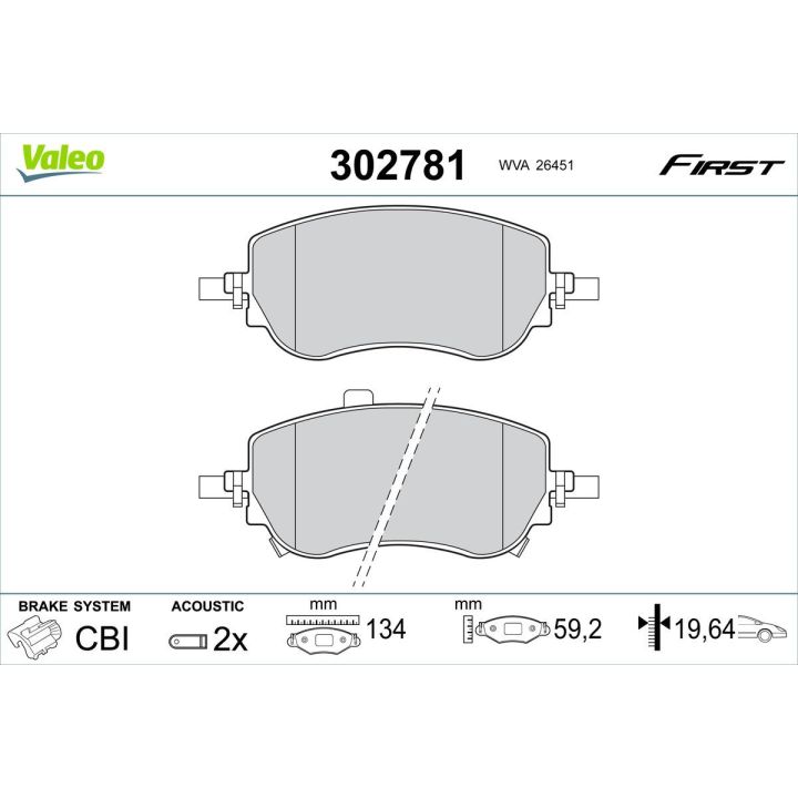 Stabdžių trinkelių rinkinys, diskinis stabdys VALEO 302781