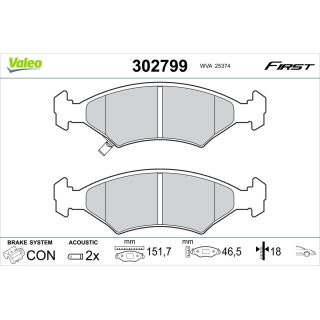 Stabdžių trinkelių rinkinys, diskinis stabdys VALEO 302799